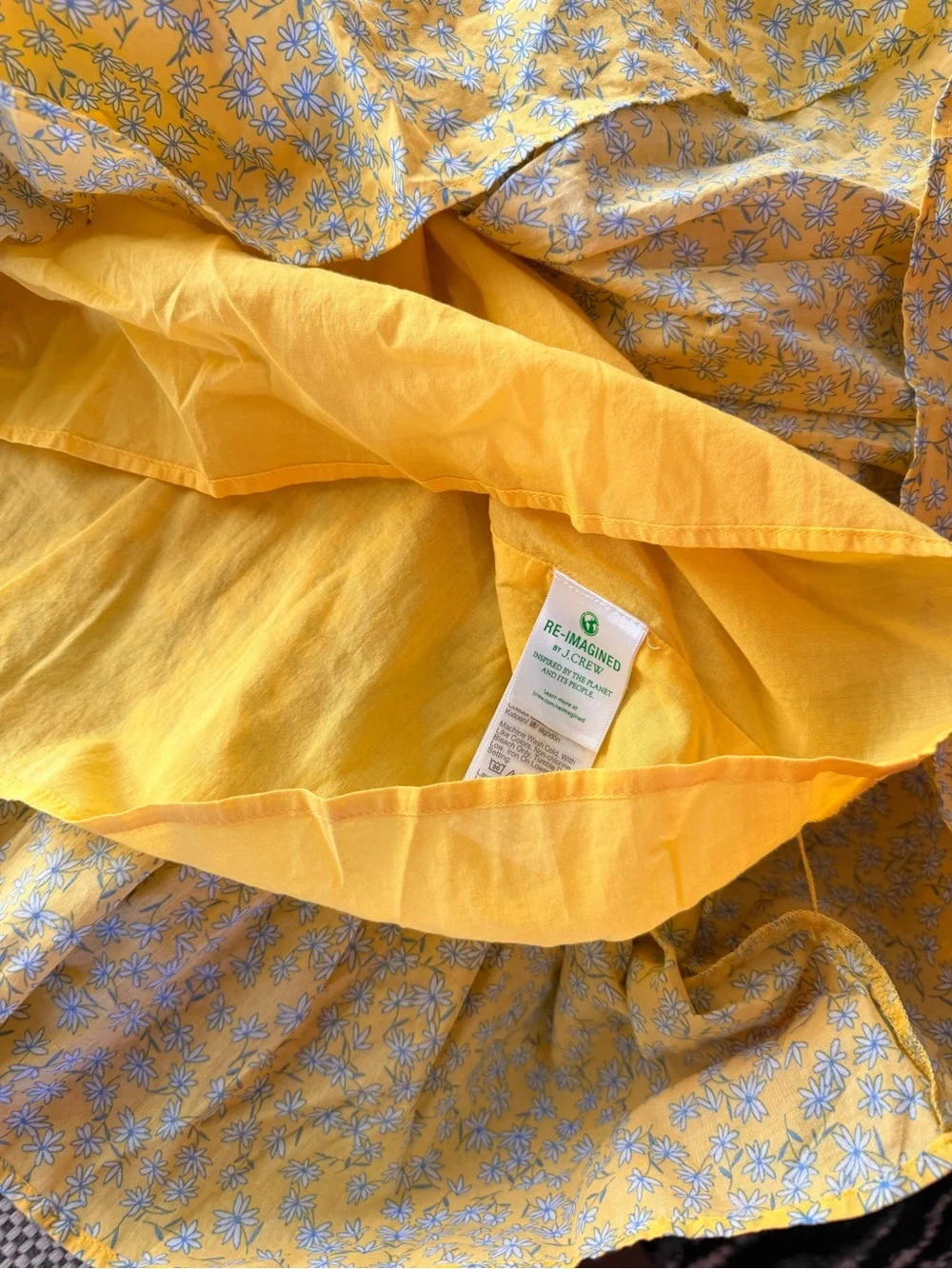 J. Crew Yellow Daisy Floral Ruffle Neck Sleeveless Dress size Small #110